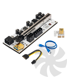 Райзер Универсальный (6pin, molex) PCIE X1 to X16 - KS (White Riser)