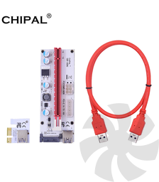 Райзер Универсальный (6pin + molex + sata) PCIE X1 to X16 - CHIPAL VER008S (White Riser)